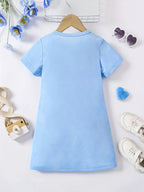 Girl's summer casual A-line dress with letter print | Machine washable, perfect for spring and summer outings