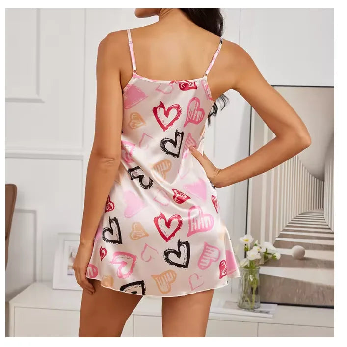 Women Nightdress Sexy Sleepwear Pajamas Nightgowns Slip Skirt Loungewear Nightie Ladies Summer Casual Home Clothes Pyjama Femme