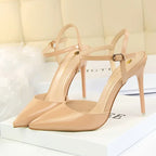 Women 10.5cm High Heels Sandals Lady Metallic Gold Silver Patent Leather Stripper Strap Sandles Wedding Fetish Nightclub Shoes