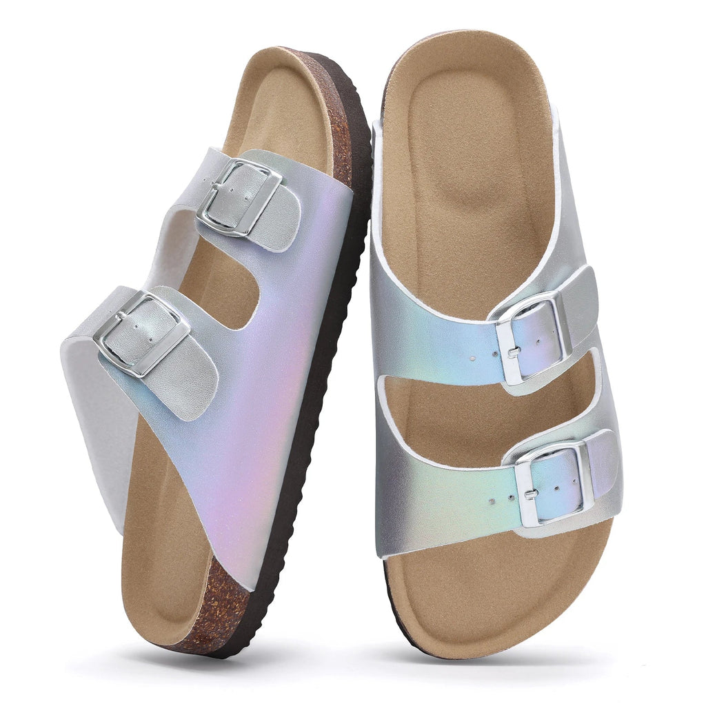 Crestar Women's Cork Slippers With Adjustable Buckle Summer New Gradient Beach Sandals Lady Fashion Clogs Slides House Slippers