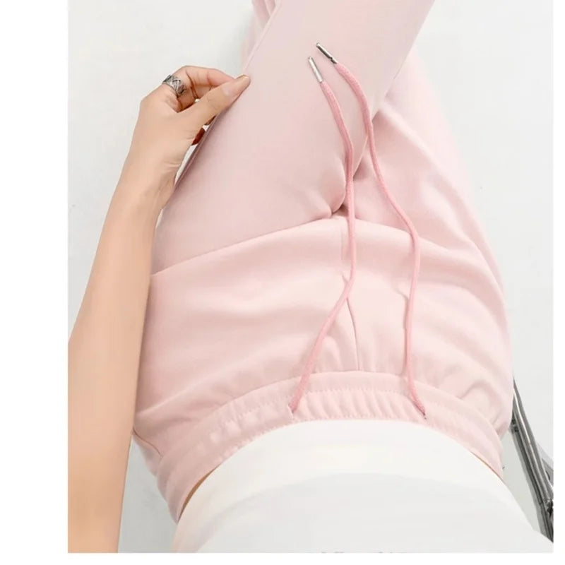 Women's Wide Leg Pants Lady's Draswtring Sweet Y2K Pink Flare Pant Boot Cut Female Long Trousers Casual Chic Matching Sweatpants