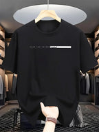 Summer men's 100% cotton casual loose fit large letter print round neck short sleeved T-shirt top High Street Unisex style