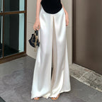 High-Grade Acetate Satin Wide-Leg Pants Women Spring Bell-Bottoms Pants Loose Casual Pants High Waist Oversized Long Pantalons
