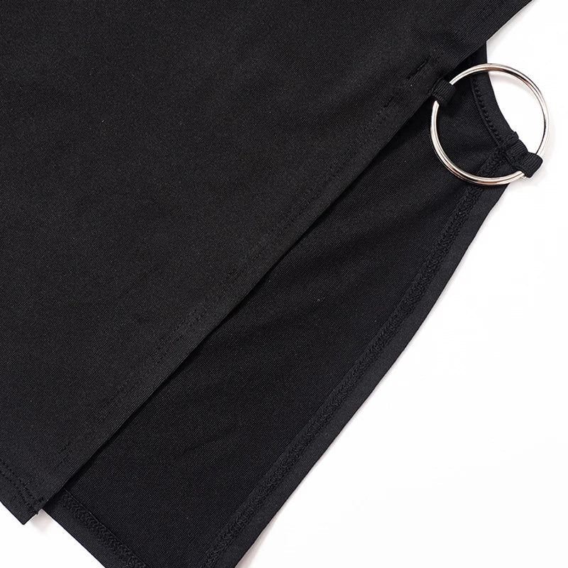 Y2K summer new solid color backless hollow hanging neck sexy spicy girl tight fitting dress