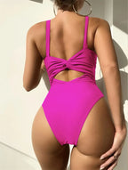 Twisted Hollow Out Bikini Micro Monokini Rings Sexy Deep-V Swimsuit Women Swimwear One-piece Beach Bathing Suit Vacation Outfits