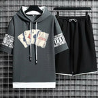 Hoodies Set Shorts Summer Suits Pullover Hat Casual T Shirt T-shirt Hood Print Clothing for Men Hoodie Men New Top Short Sleeve
