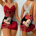 Mini Dress Pajama Skirt Bow Knot Party Dresses Satin Surface Minnie Mouse Mickey Womens Fashion Summer 2025 Elegant Women