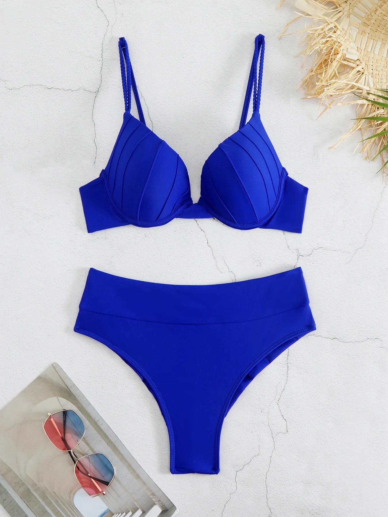 Cheap Push Up Bikinis Women Swimsuits  Solid Padded Women Swimwear Vintage Female Swimsuit High Waist Biquini Bathing Suit