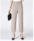 Summer Thin Breathable Elastic Pants 8XL Women's Solid Color High Waisted Loose Casual Pants Middle-aged Elastic straight leg