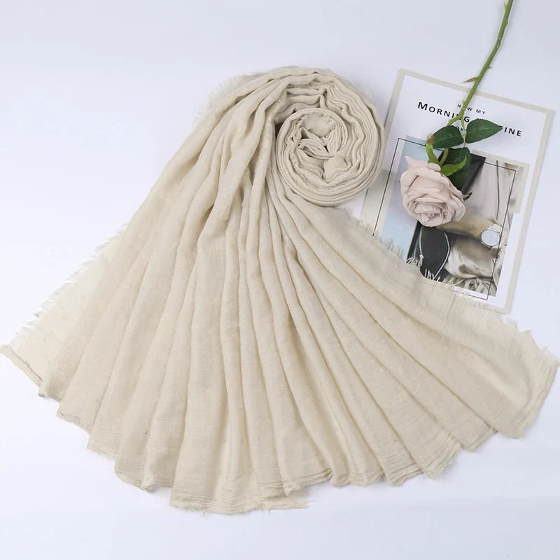 Dot Pom Pom Cotton Hijab Scarves Women Muslim Shawls Big Size Headscarf Wraps Solid Headbands Turbans Bandana Foulard Bufandas