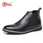 YRZL 39~47 Men Chelsea Boots Brand Retro Comfortable PU Leather Ankle Boots Men 2025 Fashion Black Brown Mens Boots