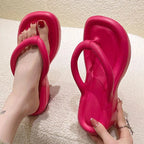 Sweet Womens Wedges Clip Toe Sandals EVA Summer Solid Thick Sole Flip Flops Indoor Outdoor Slip-on Beach Zapatillas