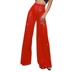 Women's Fashion Solid Color High Waist Sequin Side Zipper Draped Wide Leg Pants Pants for Women Women's Pants Women's Pants 2024