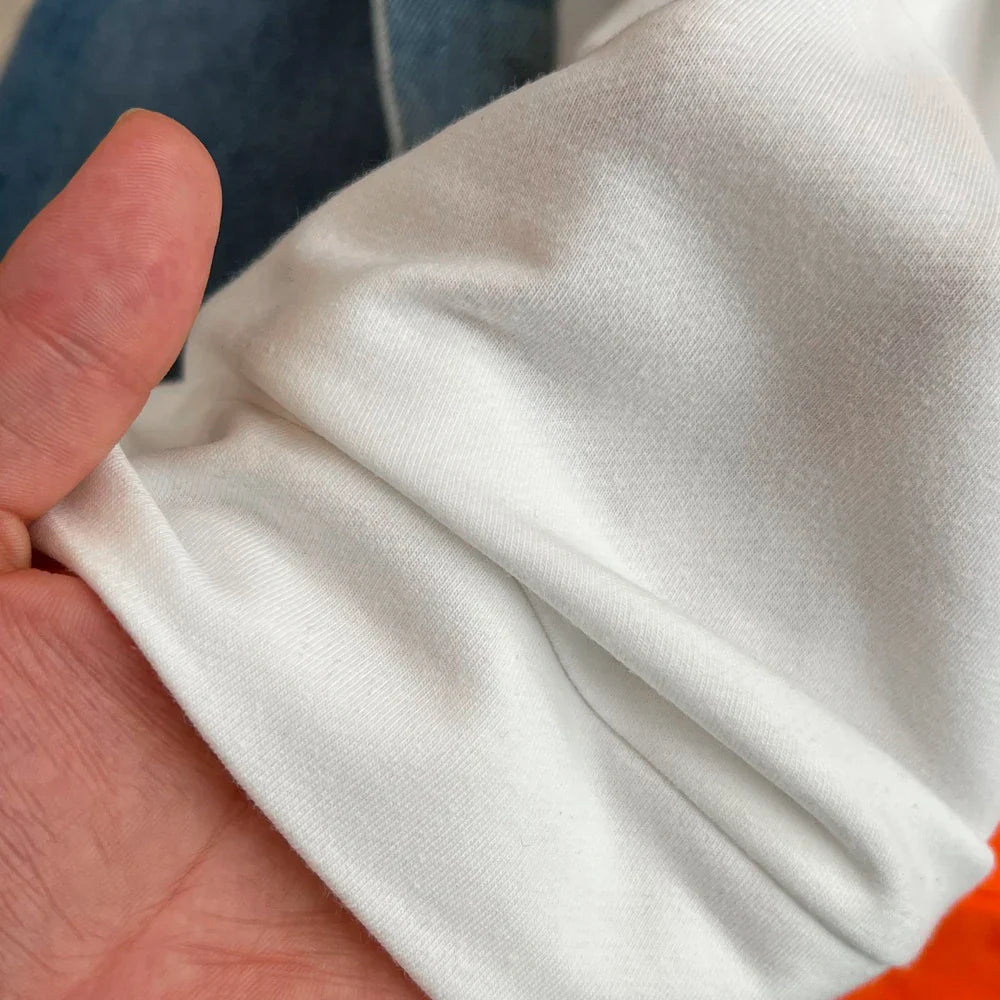 XFPV 2025 Summer Fashion Short Sleeve Round Neck High Waistband Slim A-line Denim Printed Patchwork Dress For Women SM11498