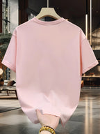 Men's 100% pure cotton summer loose size cartoon pattern printed casual and comfortable round neck short sleeved T-shirt top