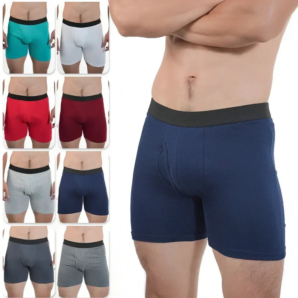 Man Mid-Long Boxer Shorts Sport Underwear Cotton Underpants Sexy Boxershorts Breathable Panties Large Boxers Hombre Men's Gifts
