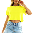 Harajuku TShirt Y2K Women's Crop Tops Casual Female White Crop Tops T-shirt Short Loose Solid Color Tee Shirt Summer Streetwear