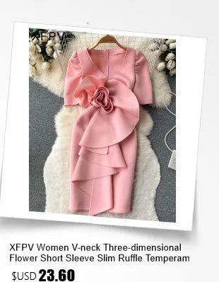 XFPV 2025 Summer Fashion Short Sleeve Round Neck High Waistband Slim A-line Denim Printed Patchwork Dress For Women SM11498