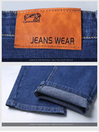 Men's Comfortable Soft Business Casual Denim Trousers Slim Fit Straight Pants Fashion Male Brand Light Luxury Stretch Clothing