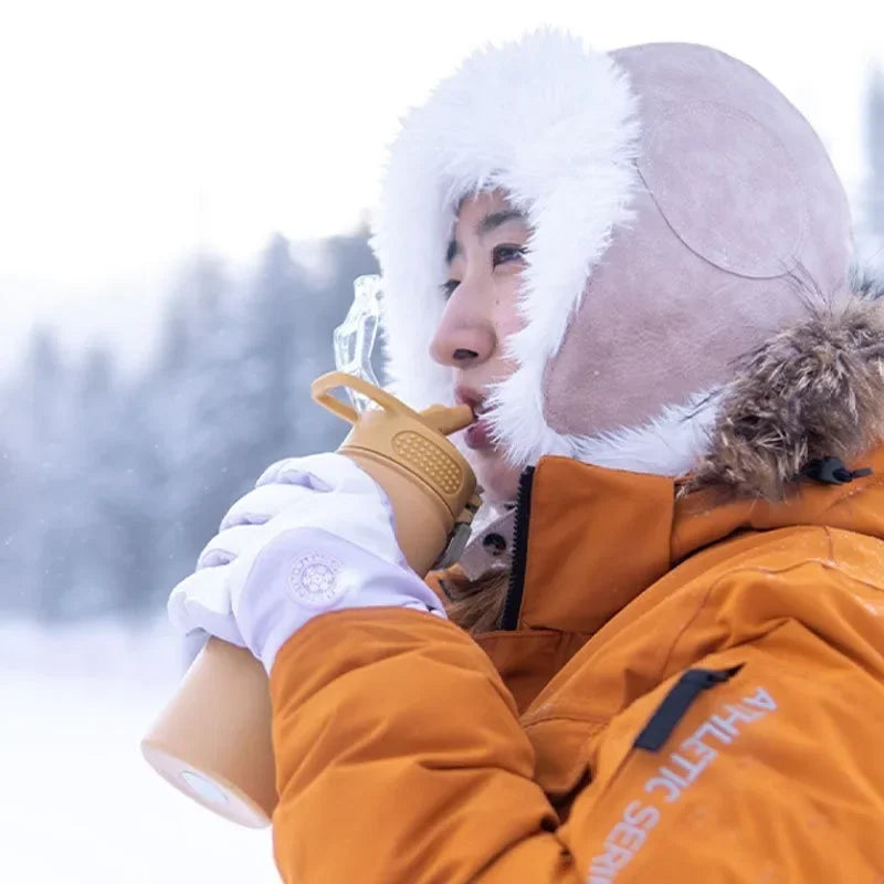 Tyeso 600ML/750ML Stainless Steel Thermos Bottles Car Insulated Cups with Straw Keeps Cold and Heat Portable Sport Thermal Mugs