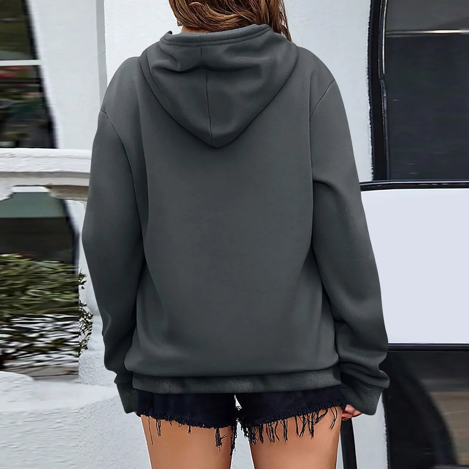 y2k Solid Minimalist Women's Hoodie, Long Sleeve With Pocket Casual Daily Wear 2024 Women Hoodies Autumn Sudadera de mujer