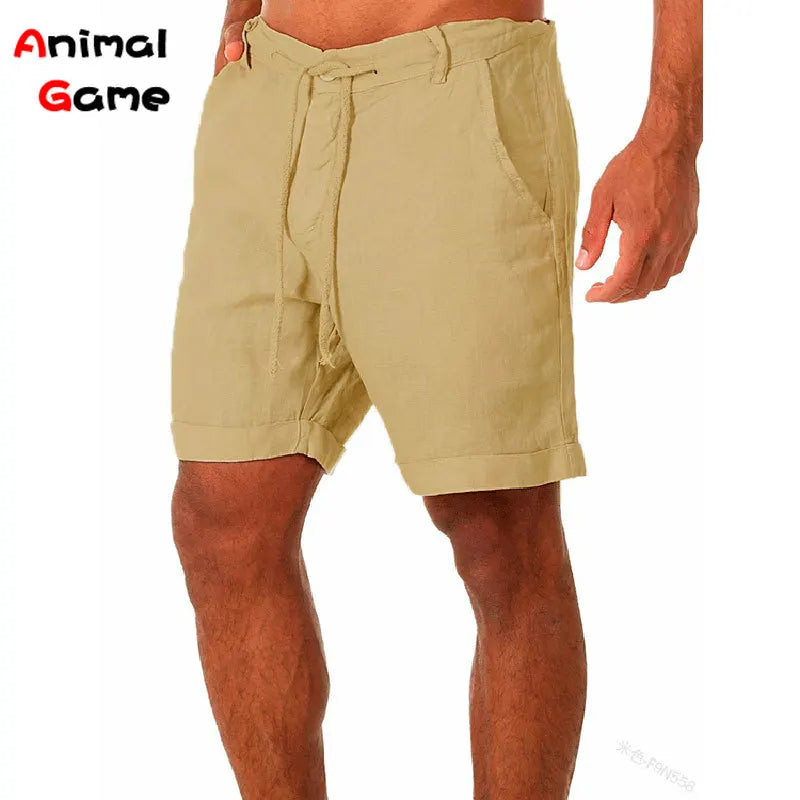 Summer Fashion Mens Linen Shorts Men Cotton Beach Short  New Wild Leisure Loose Solid Cargo Shorts for Men Sweatshorts