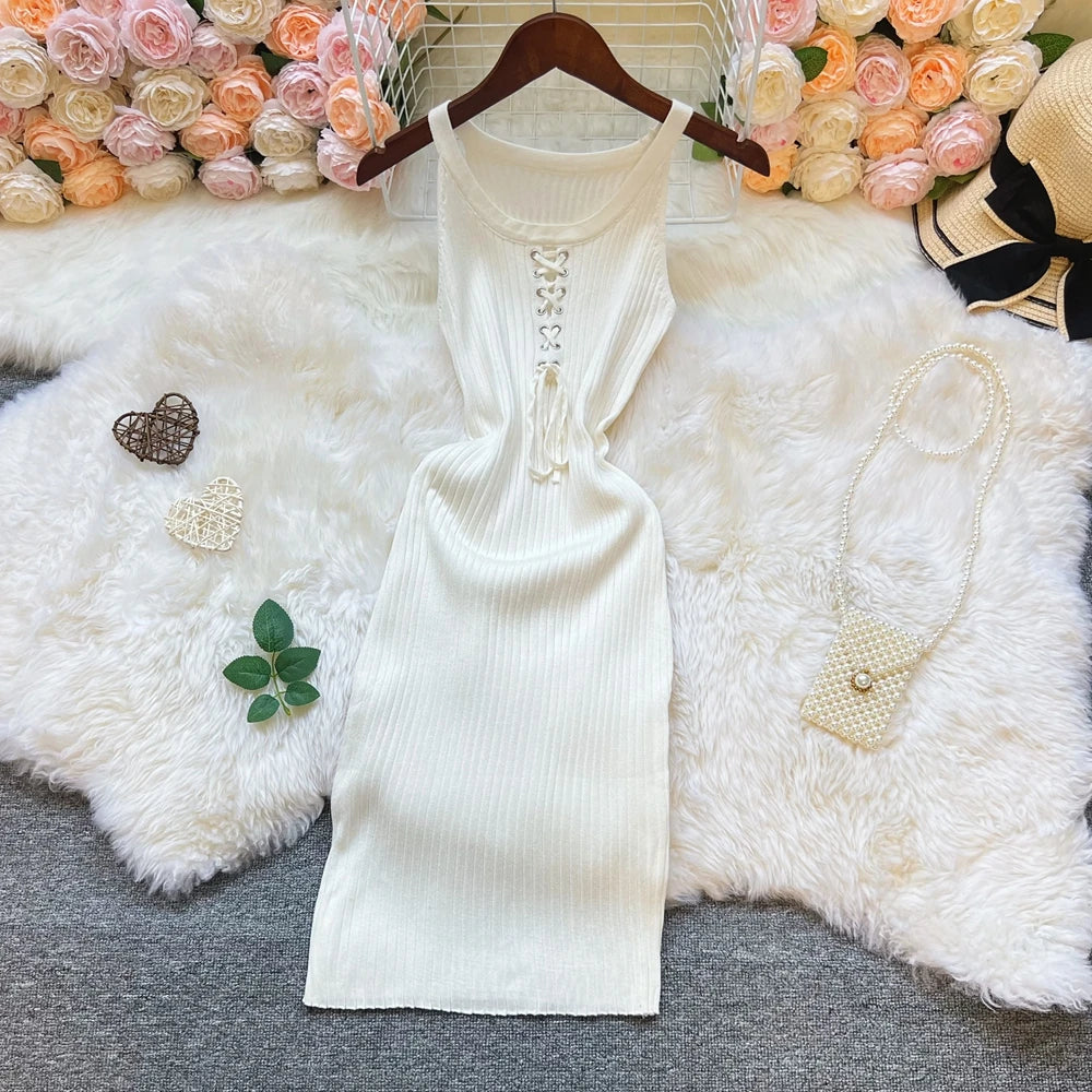 YuooMuoo Chic Fashion Sexy Package Hips Knitted Mini Dress 2O25 New Slim Elastic Rib Knitted Summer Dress Lady Streetwear Outfit