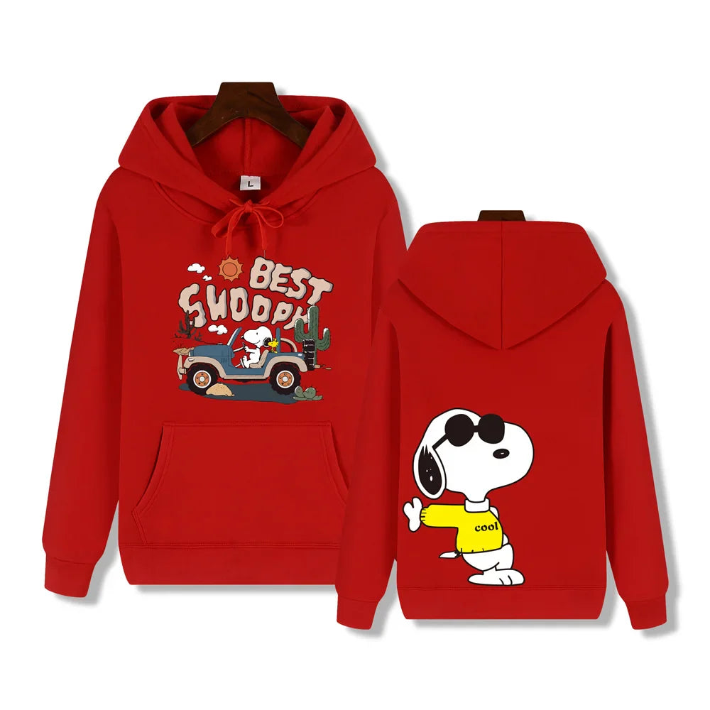 Men's casual fashion brand high-end quality Snoopy print Autumn Winter thick warm street fashion hoodie