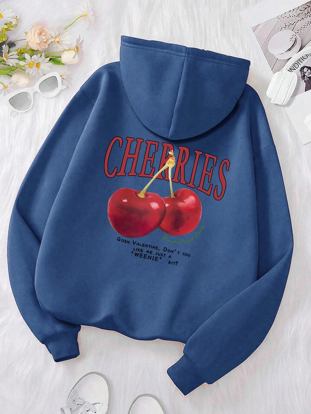Cherries Cosh Valentine Funny Print Hoody Men Women Hip Hop Pullover Hoodie Loose Warm Sweatshirt Fashion Fleece Clothing Couple
