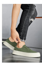 Canva Men's Casual Sneakers Summer Breathable Ice Silk Lazy Shoes Work Cloth Shoes Thick Bottom Black Sports Shoes