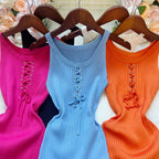 YuooMuoo Chic Fashion Sexy Package Hips Knitted Mini Dress 2O25 New Slim Elastic Rib Knitted Summer Dress Lady Streetwear Outfit