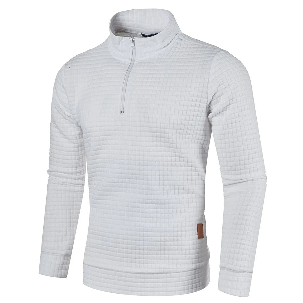 Autum Men's Solid Color Sweatshirt New Oversize Half Zipper Pullover Warm Sweater Jogger Sport Tops