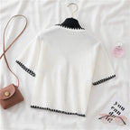 Summer Women New Solid V-Neck Casual Crop Top Single-breasted Pocket Patchwork Cardigan Versatile Loose Short Sleeve Shirts 2025