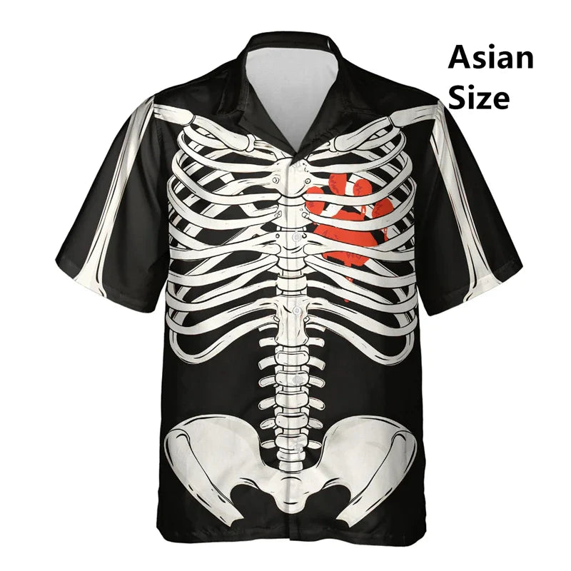 Hawaiian Bigfoot Pirate Man Shirts Women Tropical Summer Aloha Casual Shirts Button Down Short Sleeve Sasquatch Shirt Clothing