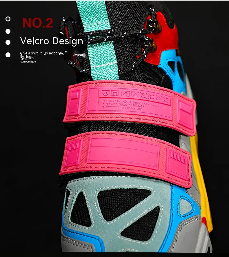 Wudao student couple sports board shoes Women's new non-slip thick soled sports shoes men ventilated Velcro casual shoes