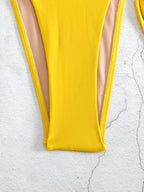 Comfortable Brazilian G-String Swimwear Bandage Stripes Trim Halter Female Bikini Set 2024 New Fashion Chest Pad Beachwear