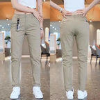 Mens Casual Pants Korea Fashion Summer Slim Fit Trousers High Quality Elastic Waist Straight Golf Sports Pants Men Clothing