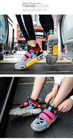 Wudao student couple sports board shoes Women's new non-slip thick soled sports shoes men ventilated Velcro casual shoes