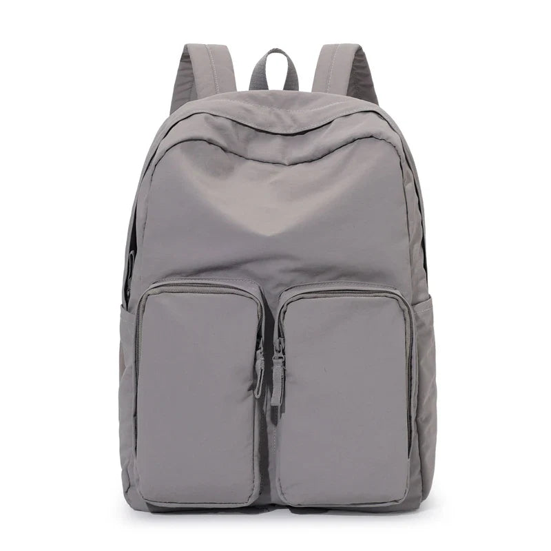 Water - resistant double - shoulder backpack. It has a large capacity, is lightweight and casual. Made of wrinkled and washed ny