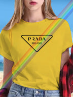 Summer women's letter P women's printed short-sleeved T-shirt round neck short-sleeved women's fashion street printed clothing