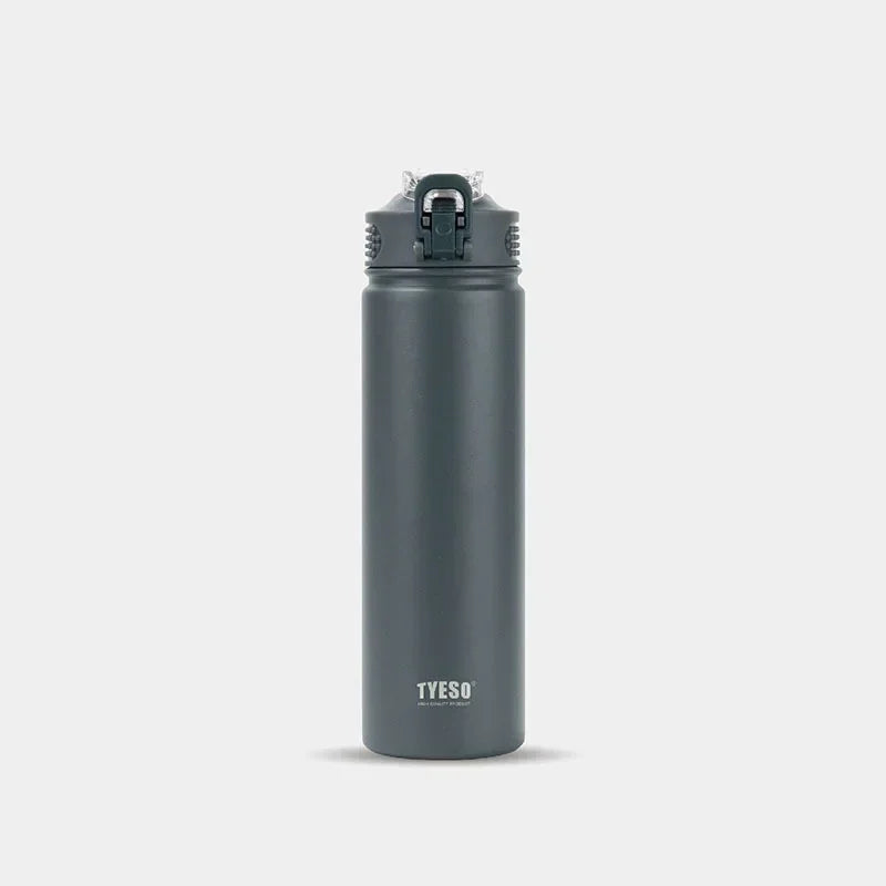 Tyeso 600ML/750ML Stainless Steel Thermos Bottles Car Insulated Cups with Straw Keeps Cold and Heat Portable Sport Thermal Mugs