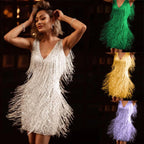 Evening Party Dress For Women 2023 Summer Elegant Bodycon Sexy Club Camisole Tassel Dance Mini Dress Female Clothing Vestido Dre