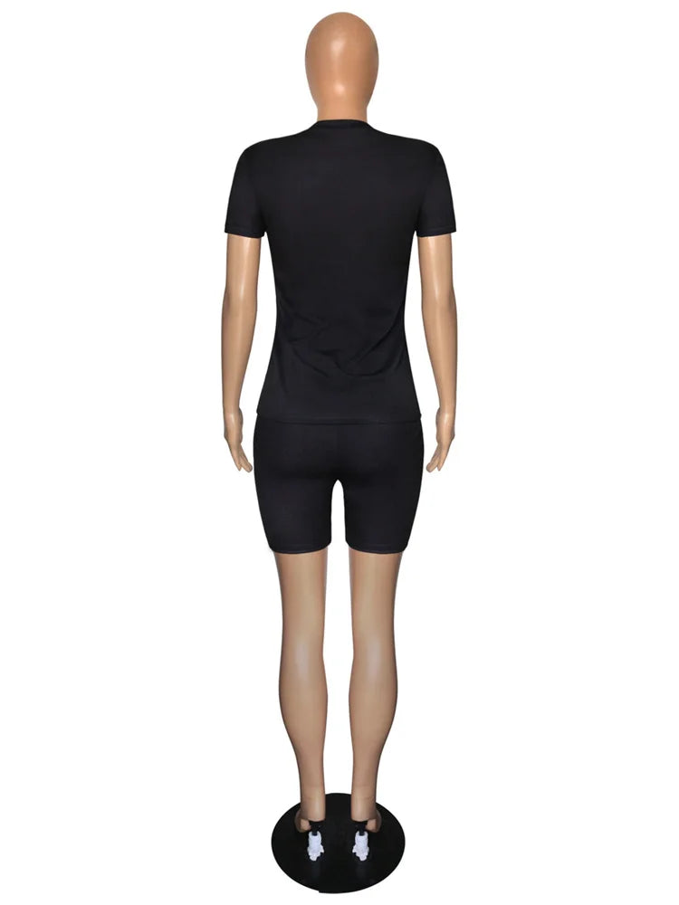 Wmstar Plus Size Two Piece Outfits for Women Tracksuit Shorts Sets  Lip Print Top Casual New In Matching Wholesale Dropshipping