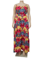 Wmstar Plus Size Dresses for Women Floral Printed Slip  Loose Stretch Big Swing Maxi Dress Summer Clothes Wholesale Dropshipping