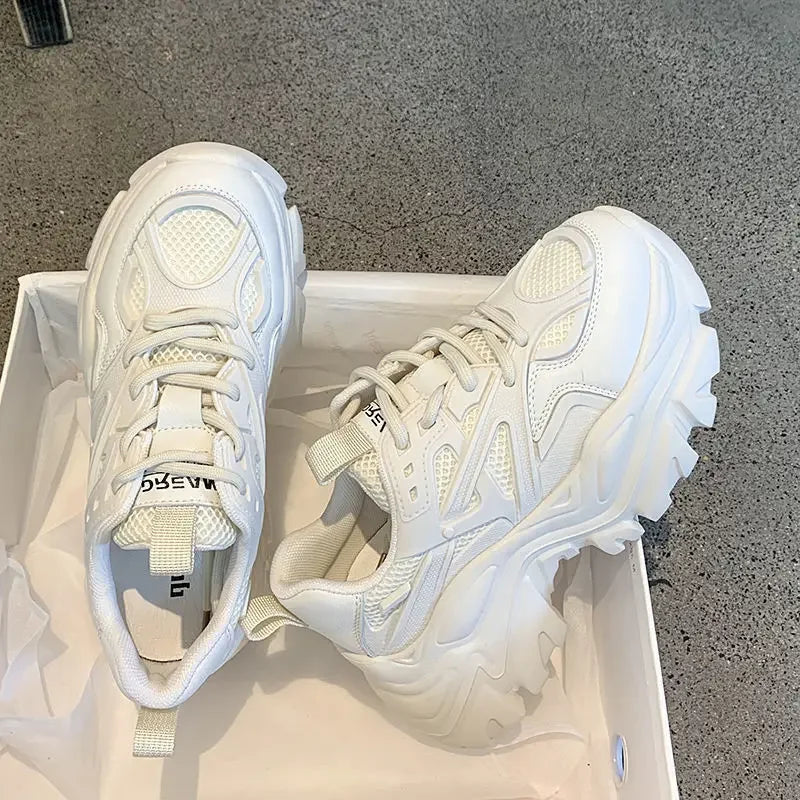 New Summer Black Women New Fashion Platform Sport designer Shoes Women Casual Chunky Sneakers Women Mesh Leather Platform Shoes