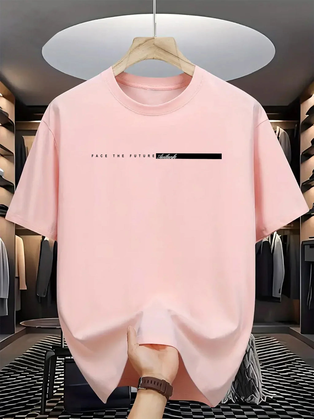 Summer men's 100% cotton casual loose fit large letter print round neck short sleeved T-shirt top High Street Unisex style