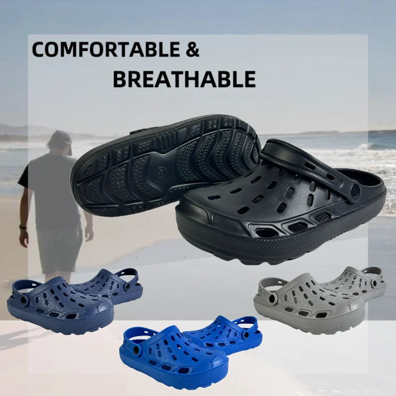 Men's Casual Closed Toe Slide On The Platform EVA Clogs Outdoor Non-slip Hollowed-out Multi-Functional Beach Shoes Boys Sandals