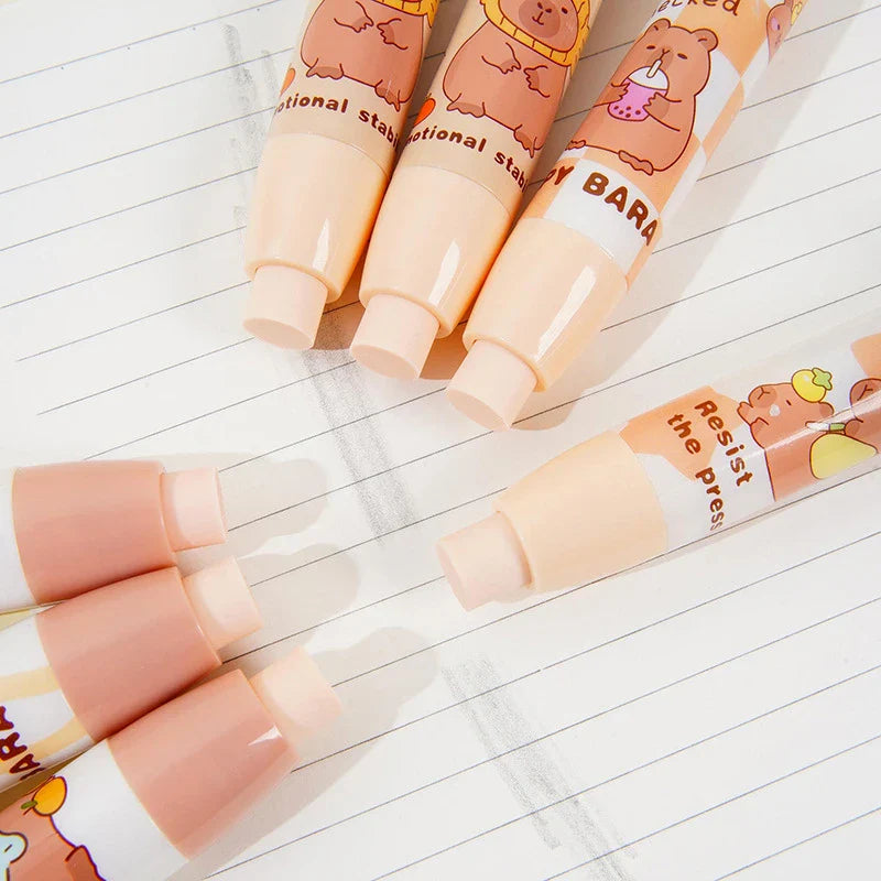 Cute Retractable Capybara Eraser Soft Clean Mechanical Eraser Student Stationery Pressing Pencil Eraser Office Supplies Gifts