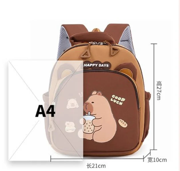 Children Capybara School Bag Cute Fashion Boy Girl Backpack Kids Kindergarten Rucksack Baby Gift