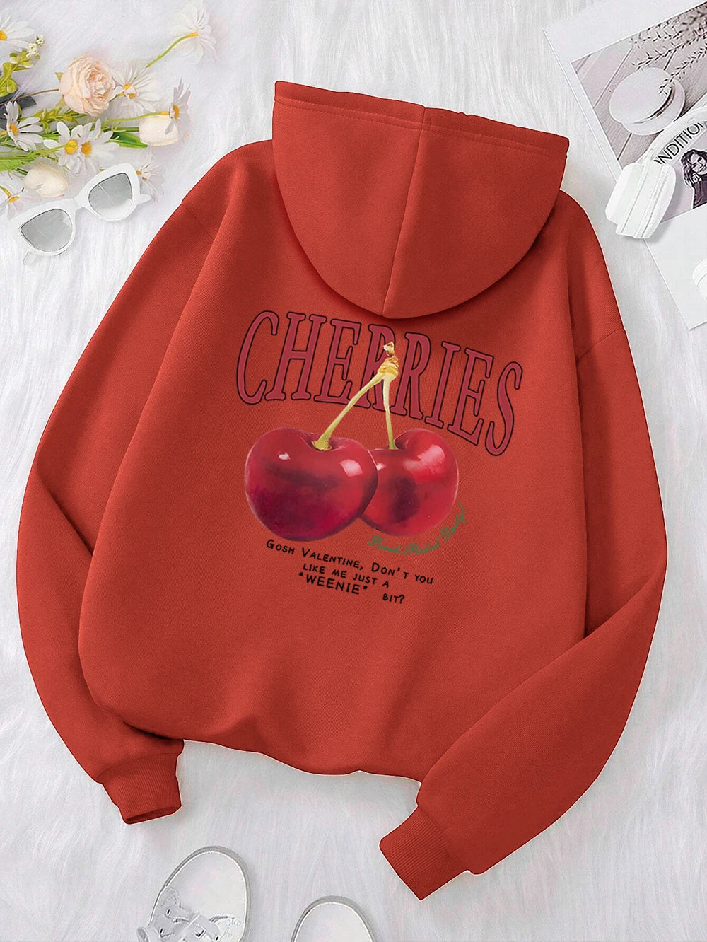Cherries Cosh Valentine Funny Print Hoody Men Women Hip Hop Pullover Hoodie Loose Warm Sweatshirt Fashion Fleece Clothing Couple